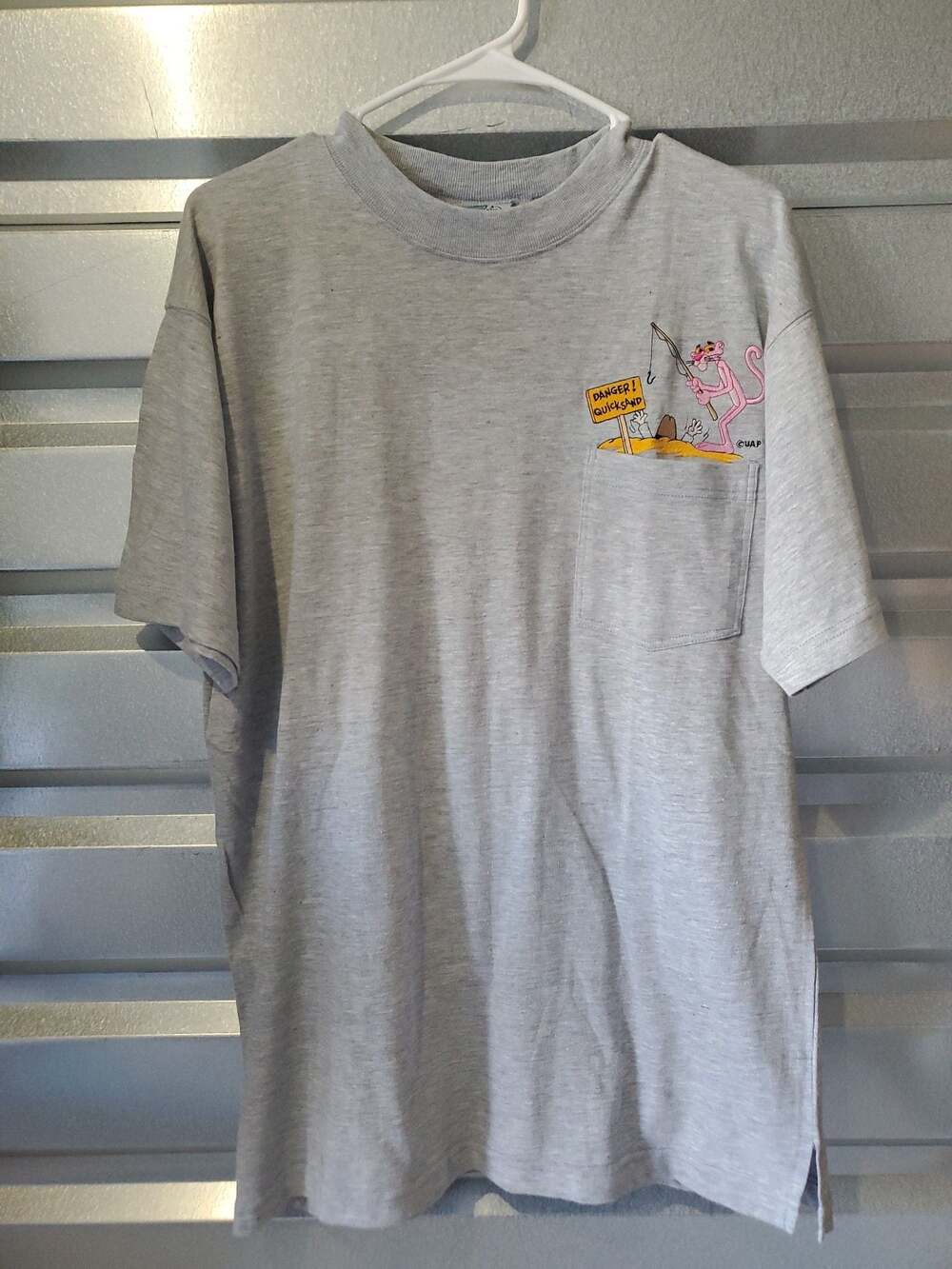 Vintage 90s Pink Panther Danger Quicksand Embroidered Pocket T-Shirt